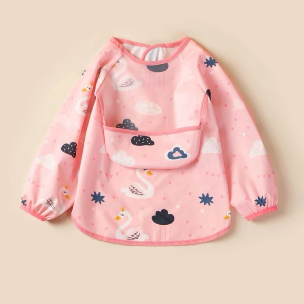 Baby Cartoon Swan Pattern Sleeved Bib
